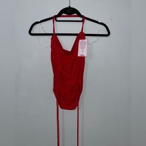 Red Ruched Boutique Tank Top